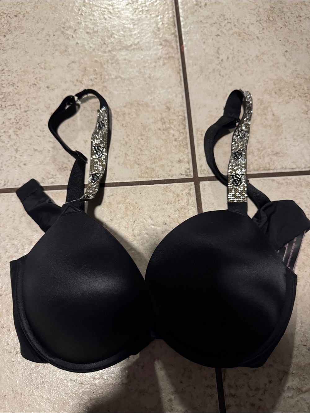 Victoria's Secret Black Bra with Jeweled Straps